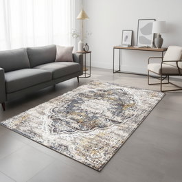 Conceptum Alfombra Woosonıl083 160 x 230 cm Crema, Gris y Rojo Burdeos